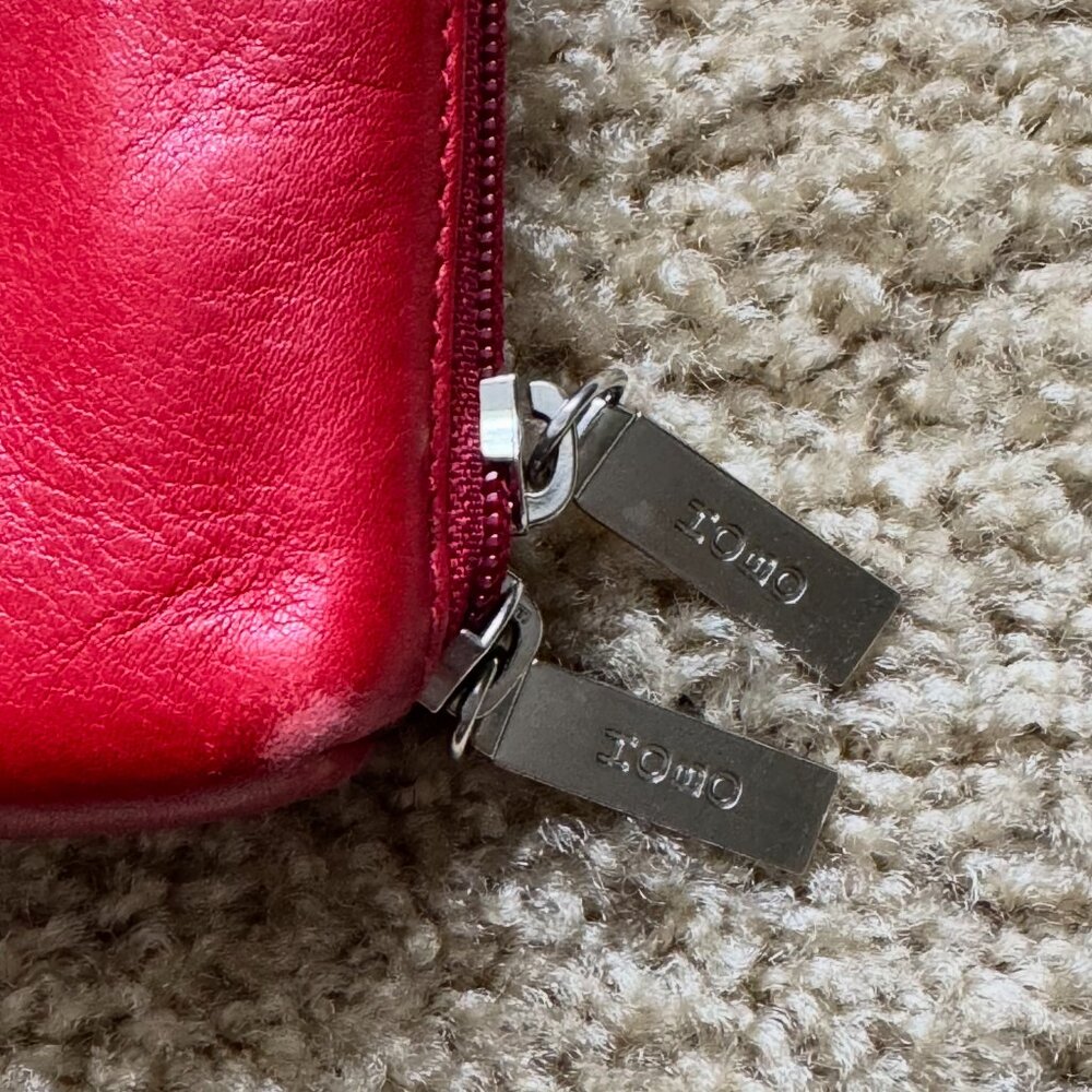 HOBO Red Leather Crossbody Wallet Organizer Zip-Around Mini Bag - Picture 3 of 13